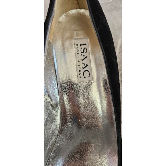 Vintage Isaac Mizrahi Pointed Toe Slip On Suede Pump‎ Heels Women Size 10B Black - Picture 4 of 9